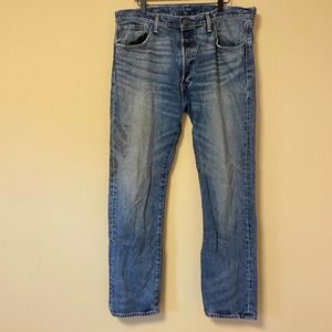 Levi's Men's 501 Stone Wash Jeans 38 x 32 Straight Leg Button Fly